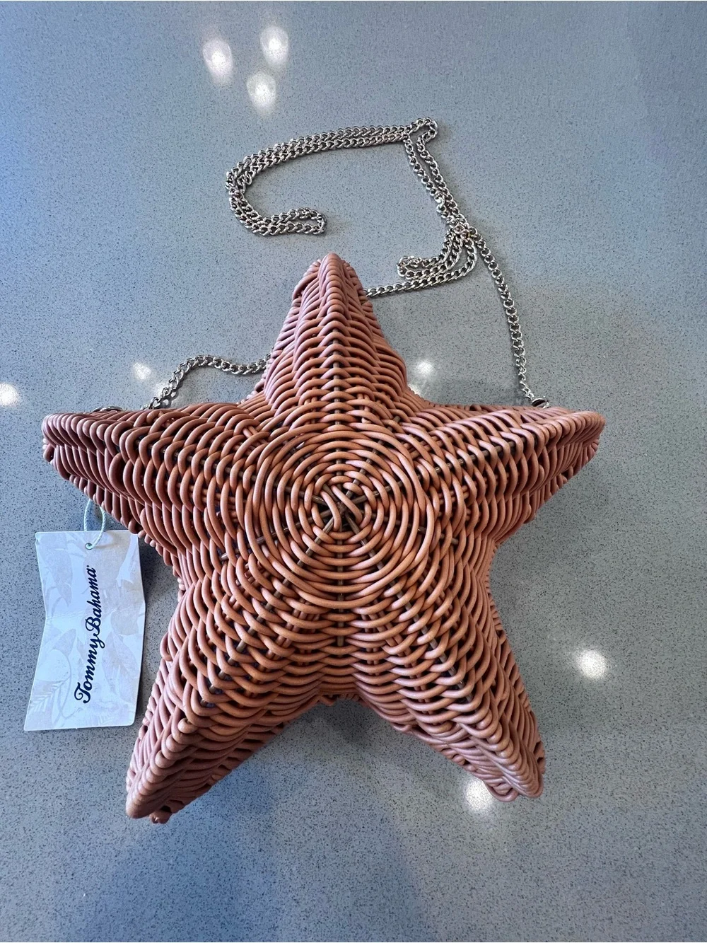 Tommy Bahama Starfish Woven Wicker Raffia Crossbody Purse Snap Closure
